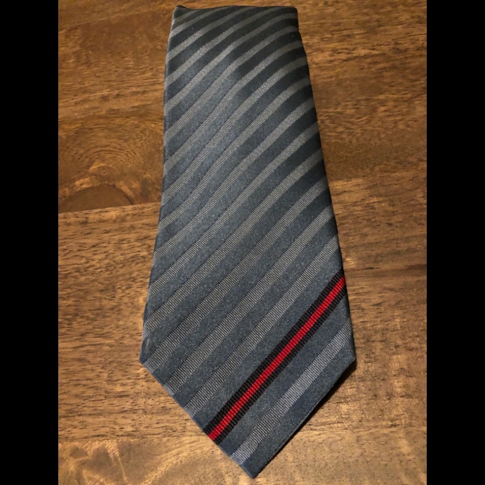 Gucci Striped Silk Tie With Web Detail, Red